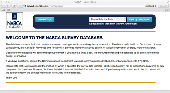 NABCA Survey Database home page